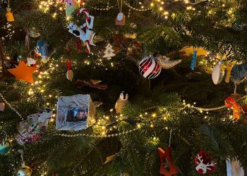 Tastefully decorated Christmas tree
